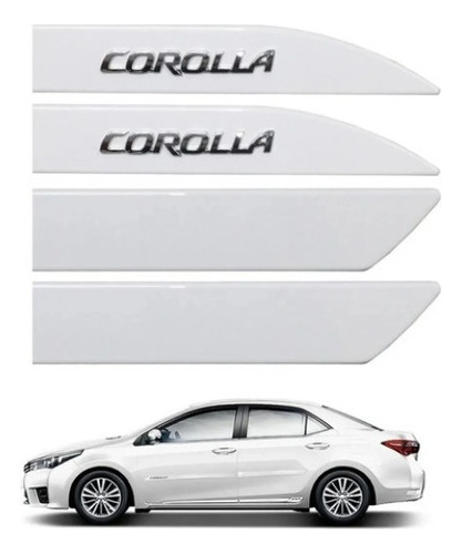 Friso Lateral Corolla Branco Perola 2015 A 2019 Logo Cromado