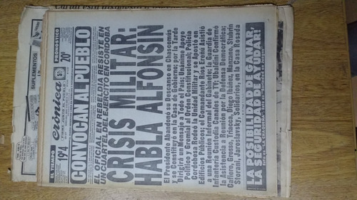 Diario Cronica 1987 Crisis Militas Habla Alfonsin Convocan