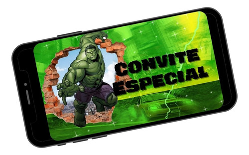 Convite Digital Animado Aniversário Hulk Avengers Whatsapp