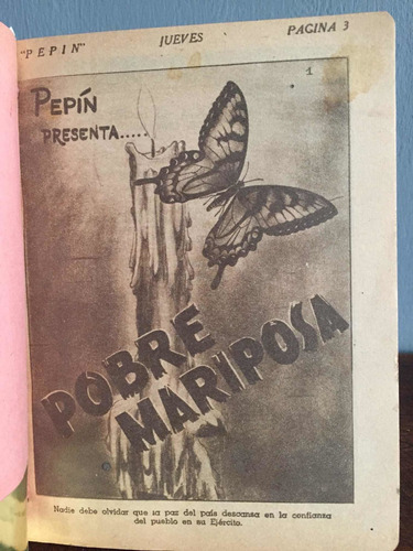 Cómic Antiguo Compendio De Pepin José G Cruz Pobre Mariposa