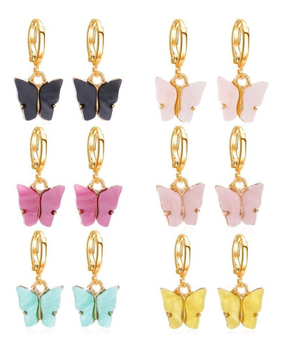 Aretes Pendientes Mariposa Color Oro Bohemia Vintage Mujer