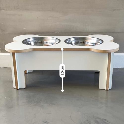 Comedero En Altura Para Perros De Madera Forma Huesito 20cm