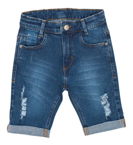 Bermuda Jeans Infantil Masculina Puidos Shorts Clube Do Doce
