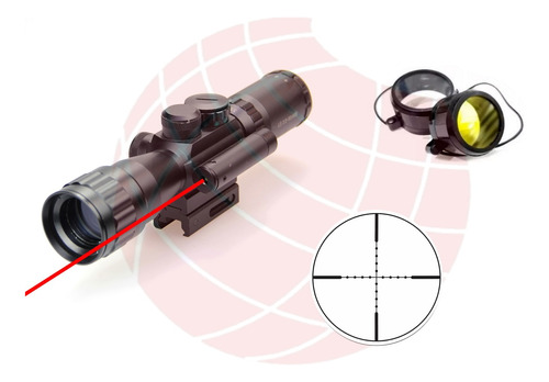 Mira Cannon Telescopica 3.5-10x40 Con Laser Y Bases Incorp. 11 O 22 Mm - Rifle Aire Comprimido - Caza - Sniper -