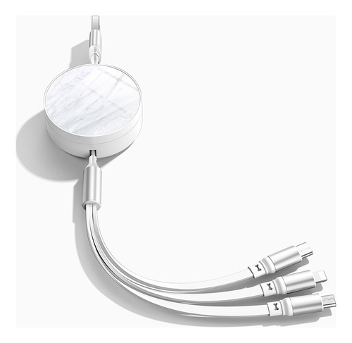 Cable de carga texturizado de 66 W: tres interfaces en un color blanco
