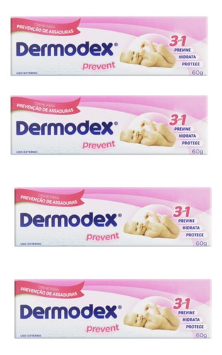 Dermodex Prevent 60g Creme Pomada De Assaduras Kit 4 Caixas