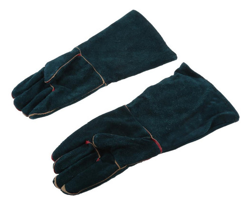 Guantes Resistentes Al Calor De Material Cuero, 40cm Verde