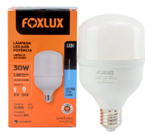 Lâmpada Alta Potência Foxlux 6500k 30w Bivolt Led90.26 Cor da luz Branco-frio 110V/220V