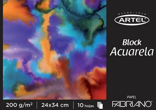 Block Artel Papel Fabriano Acuarela 24x34 200grs. 10 Hojas