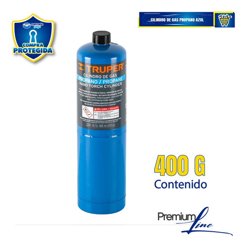 Cilindro De Gas Propano De 400 G, Azul, Truper 11913