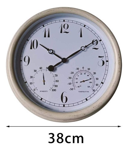 Reloj De Pared Con Termómetro Higrómetro Reloj Redondo Sin
