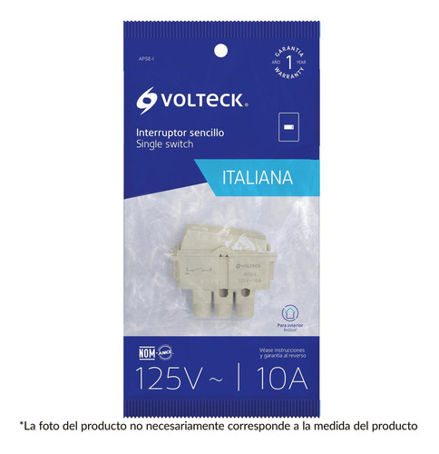 Imagen 2 de 4 de Apagador Sencillo Blanco Italiana Voltech 48132