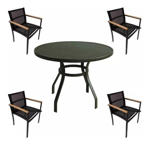 Jogo Conjunto De Mesa 4 Cadeiras Aluminio De Piscina Jardim