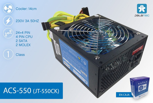 Fuente Alimentacion 550w 24 Pines 20+4 Sata Atx Pc Jalatec