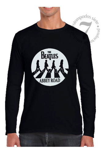 Polera Manga Larga Hombre Banda Musical Beatles Abbey Road