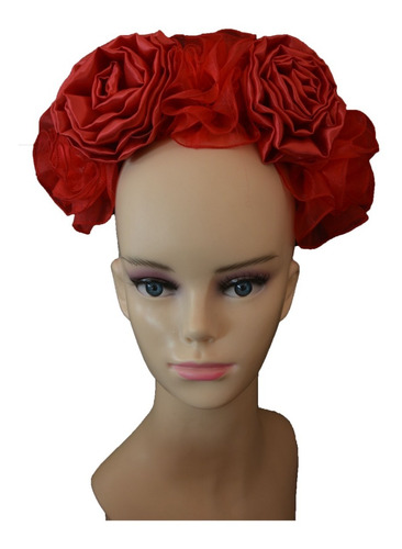 Diadema Rosas Grandes  De Tela Frida Mexicana  Tehuana