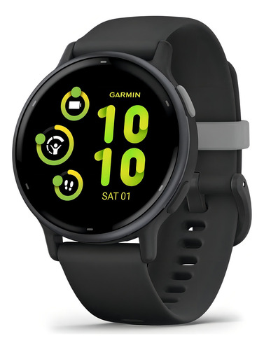 Relógio Garmin Vívoactive 5 Slate Aluminum Black Caixa Preto Pulseira Preto Bisel Preto
