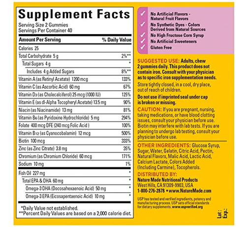 Suplemento Multivitamínico Feminino Nature Made Com Goma De