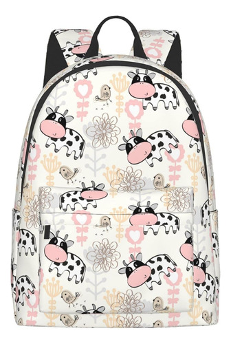 Mochila Escolar Fehuew Estampado De Vacas Lecheras
