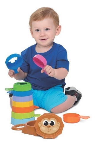 Brinquedo Educativo Didático Empilha Baby Macaquinho Solapa