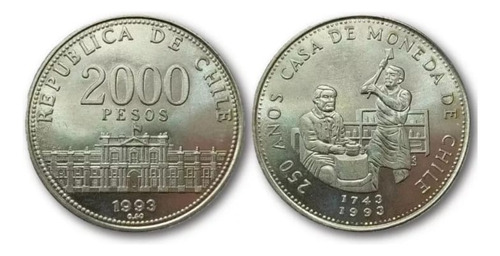 Moneda Chilena 2000 Pesos Año 1993 Conmemorativa