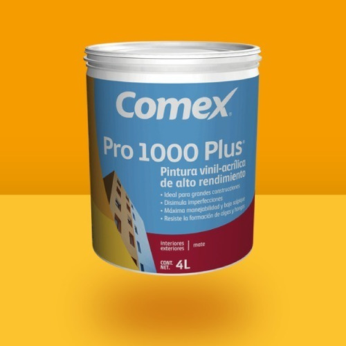 Pintura Vinil-acrílica Blanca Comex Pro 1000 Plus Galón 4l | MercadoLibre