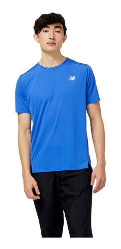 Remera New Balance Accelerate Sleeve Azul - Mt23222mib