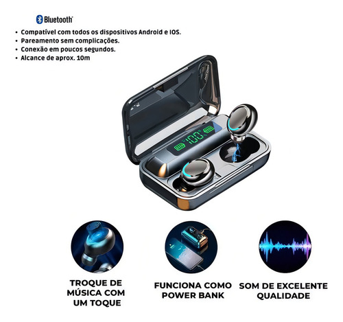 Auriculares inalámbricos TWS Bluetooth 5.0 con pantalla LED F9