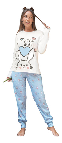 Pijama Lencatex Manga Larga Algodón Estampa Emoji Moda