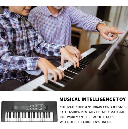 Piano Eléctrico Recargable De 37 Teclas Para Niños Negro Y Blanco