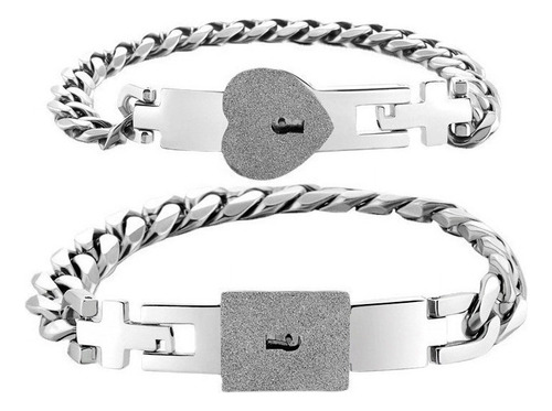 Pulsera Con Candado Concéntrico Dorado For Pareja De 2 Piez