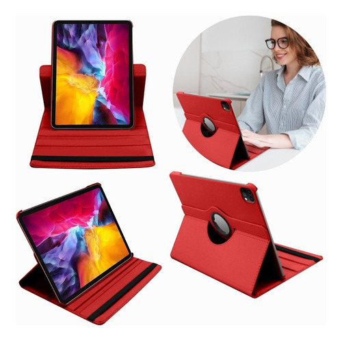 Funda Giratoria Para Tablet iPad Pro 2020 12.9in Carpeta 360 Color Rojo