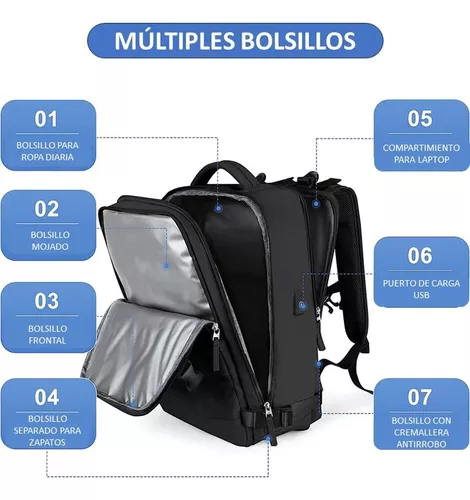 Mochila Viaje Cabina Avión Impermeable Viral Zapatos Usb Cel