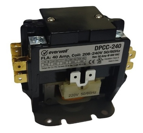 Contactor 2 Poles 40amp 240v Marca Everweel