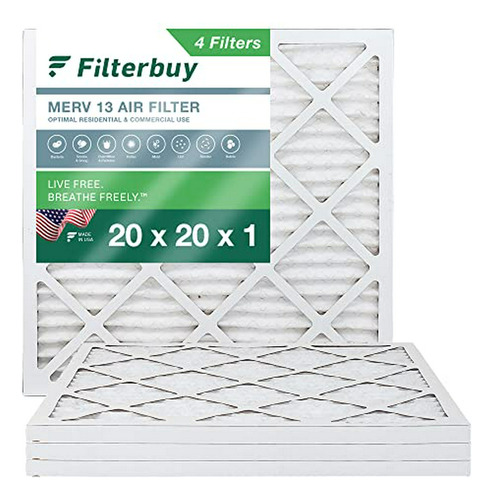 Filterbuy Merv 20x20x1 13 Plisado Ac Filtro Horno De Aire, (