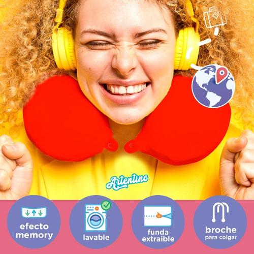 Imagen 2 de 5 de Almohada Inteligente Viscoelastica Cervical Cuello De Viaje