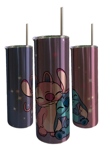 Termo Café Skinny Tumbler De Stitch Fondo Azul