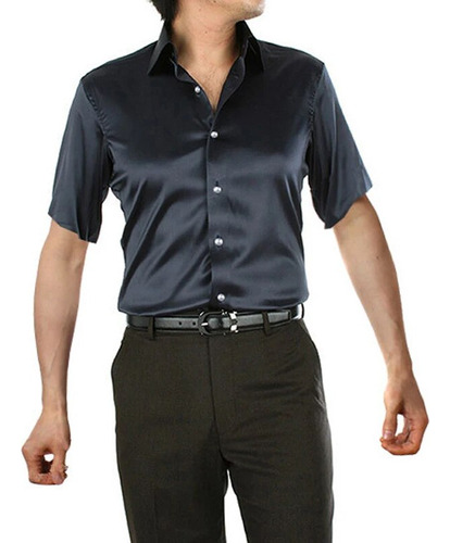 Camisa De Vestir De Lujo De Seda Púrpura Para Hombre, Manga