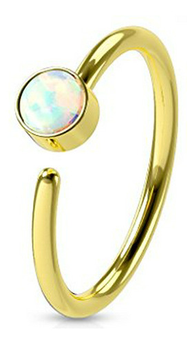 Aros - White Opal With Ip Plating Over 316l Surgical Steel H