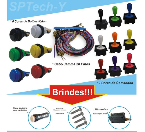 Kit Chicote Jamma + 20botões C/ Micros +2 Comandos Completos