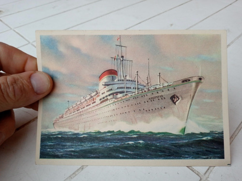 2 Antiguas Postales Transatlantico Barco Augustus Italy (Usado)