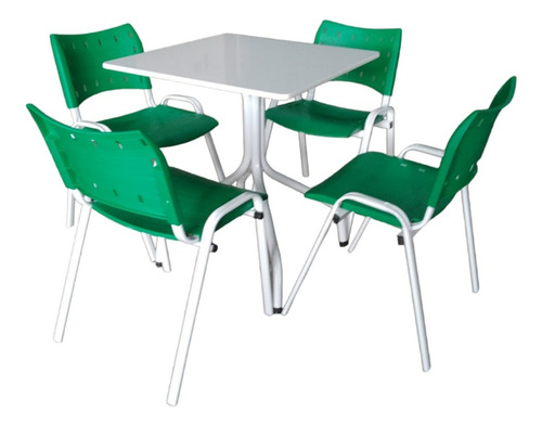 Jogo De Mesa Branco Restaurantes Bares E 4 Cadeiras Verde
