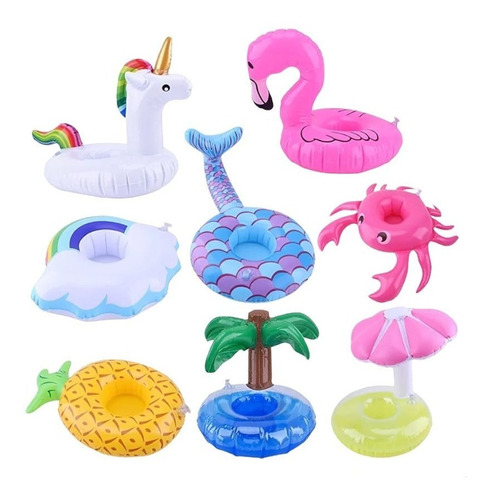 12porta Vasos Inflables Surtido Verano Palmera Flamingo Dona