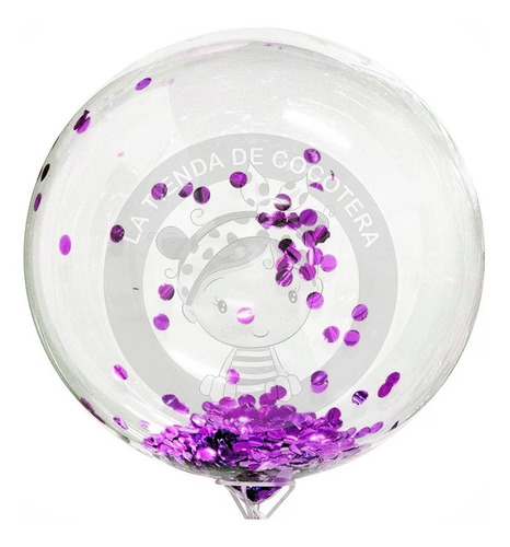 Globo Cristal Burbuja Latex 40 Cm Con Confetti Fucsia