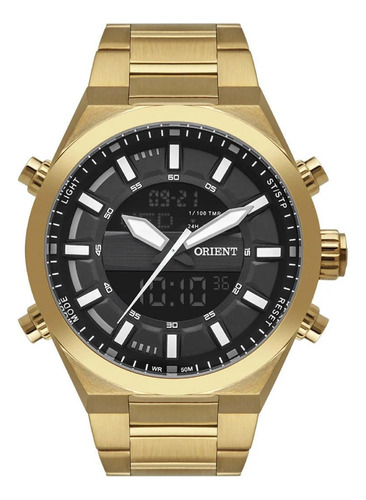 Relógio Masculino Dourado Orient Neo Sports Cor do fundo Preto