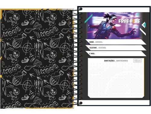 Caderno Espiral Pequeno Free Fire 80 Folhas Tilibra