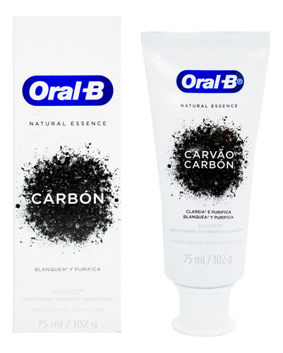 Oral B Natural Pasta Dental Carbón Blanqueadora 75ml Pack X3