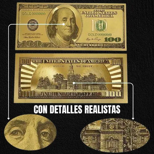 Billetes Dolares Realista Tipo Dorado Set 7 Uni Utileria