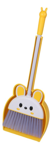Mini Vassoura Com Pá De Lixo Para Crianças, Amarelo