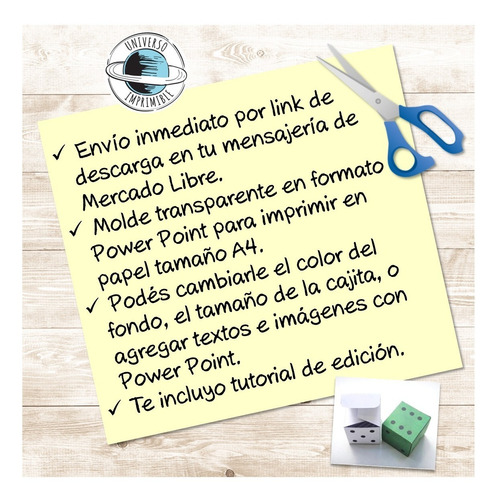 Kit Imprimible Molde Caja Dado Patrón Editable Power Point